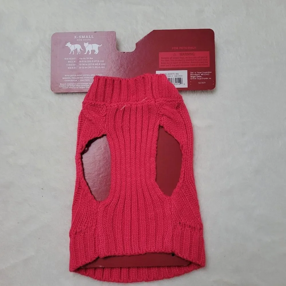 Wondershop Pet Sweater for Dogs and Cats Solid Red Size XS Extra Small New